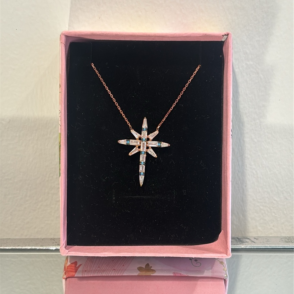 NWT Star diamond rose gold necklace